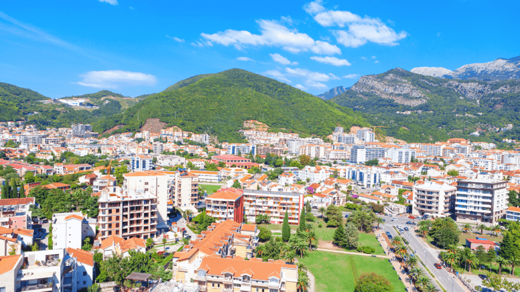Budva city in Montenegro Aerial View