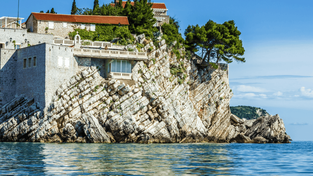 Houses and shore of Adriatic sea, Budva, Montenegro